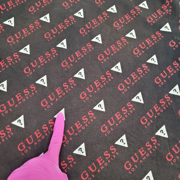 GUESS AOP Shirt Large 21x28 Black - Picture 2 of 11